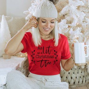 As Lit As A Christmas Tree T-shirt Funny Christmas Shirt Unisex Christmas Tee